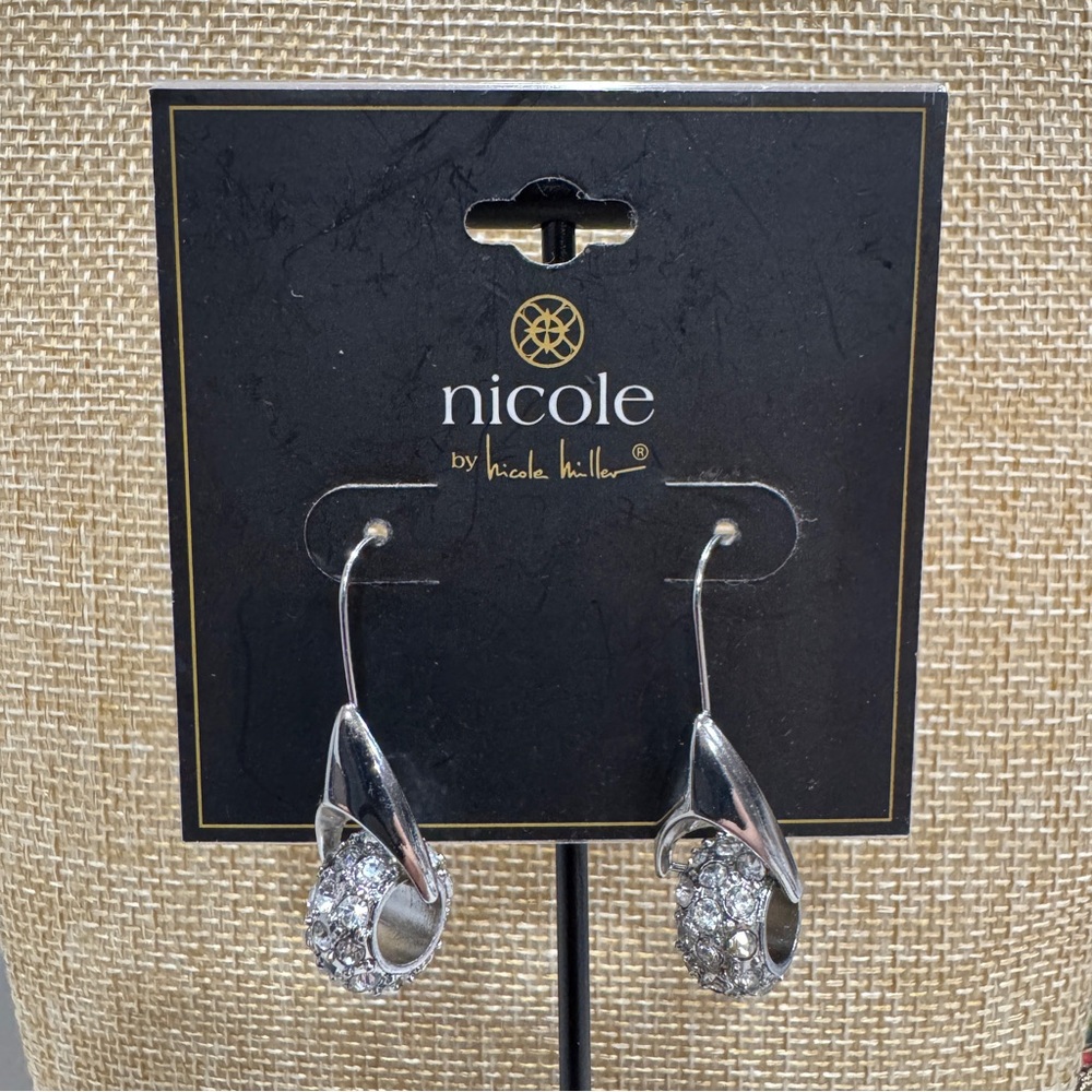 Nicole Silver Drop Earrings with Crystals
